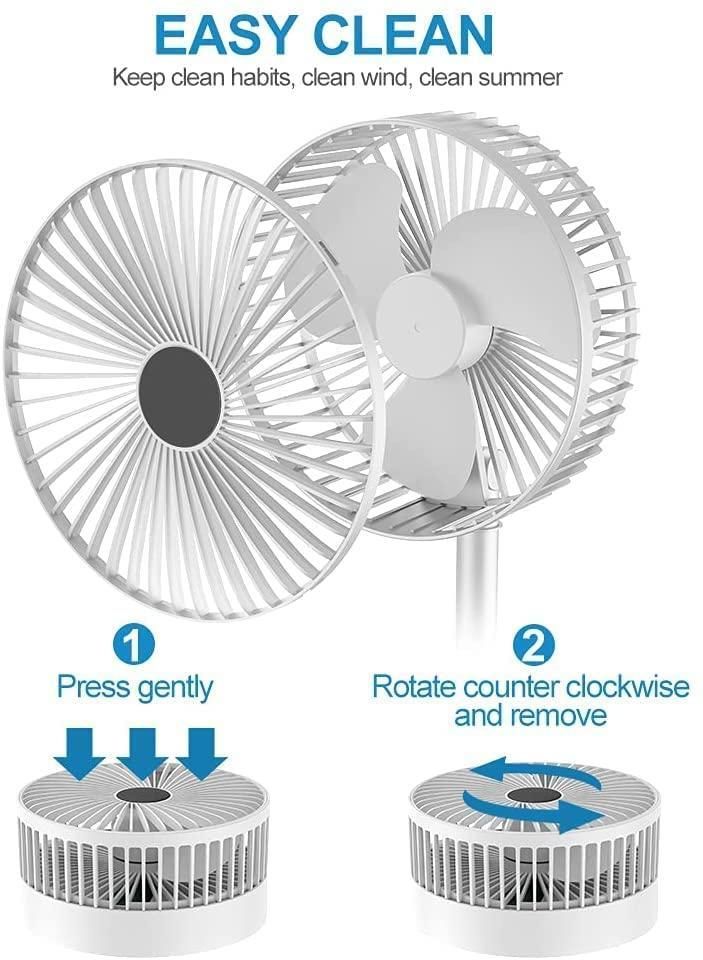 Table Fan High Speed – 2100 RPM Powerful rechargeable fan With 3 Speed Airflow | Noiseless portable fan for home,office,Kitchen| 1800 mAh charging battery fan for Desk